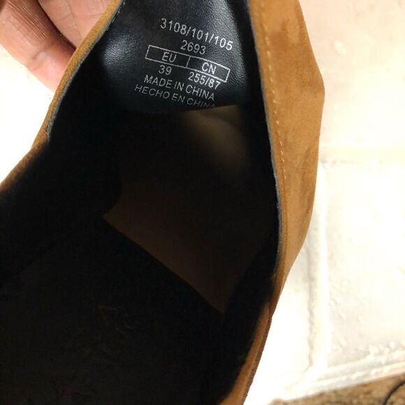 Zara Trafaluc cognac Cut Out Faux Suede Booties 39 - Picture 7 of 7